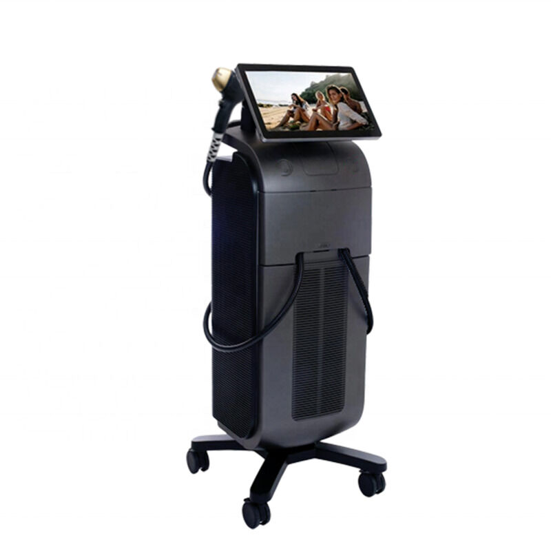 Maszyna do depilacji laserem diodowym z przyciskiem awaryjnego zatrzymania, wyposażona w półprzewodnikowy system chłodzenia wodą i powietrzem, zapewniający usuwanie włosów